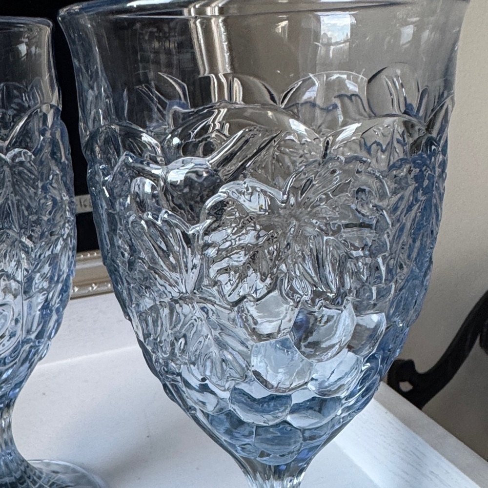Noritake Translucent Blue Embossed Goblets - Picture 2 of 5